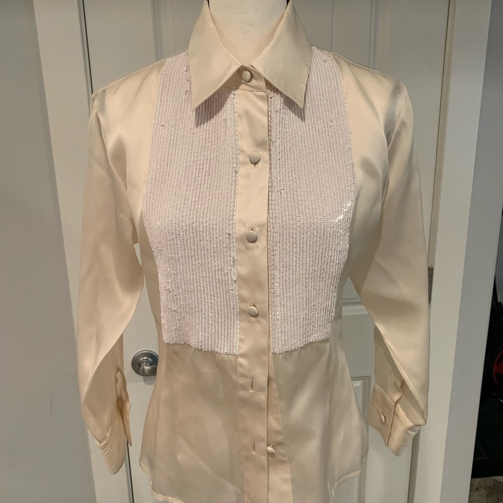 Silk Sequined Dress Shirt Designer